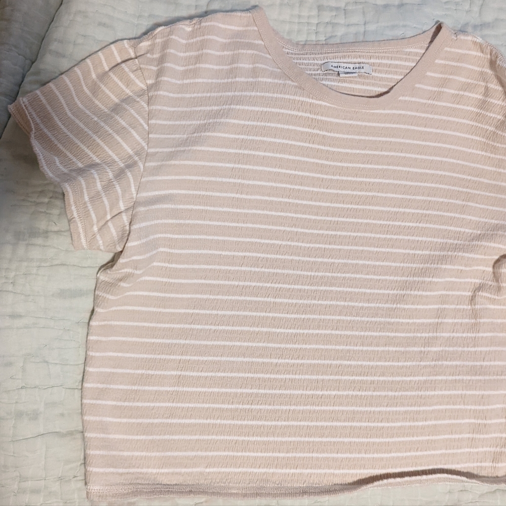 American Eagle Striped textured Tee Medium - Picture 3 of 3